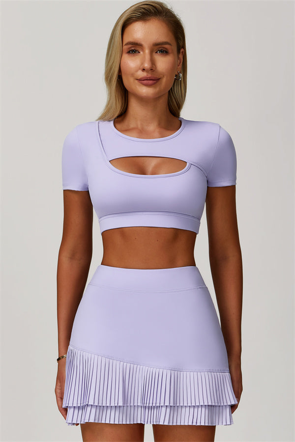 The Lavish Cut-out Crop Top Tennis Skirt 2-Piece Set