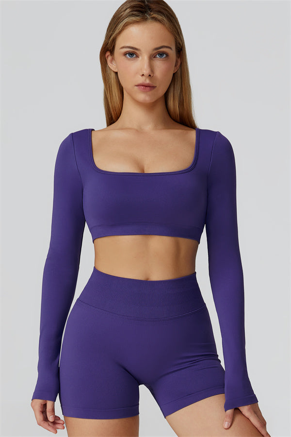 The Reign Long Sleeve Crop Top Shorts 2-Piece Set