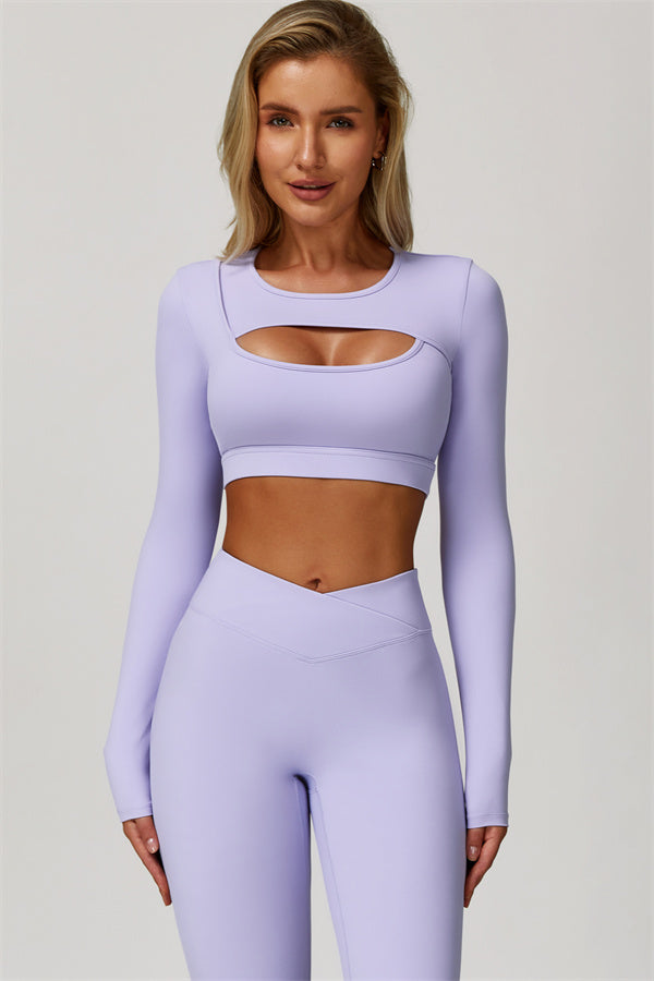 The Lavish Long Sleeve Cut-out Crop Top Leggings 2-Piece Set
