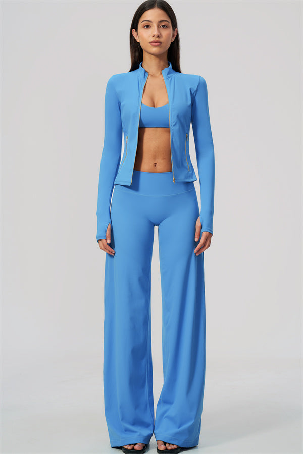 The Twirl Daring Jacket Sports Bra Straight Leg Pants 3-Piece Set