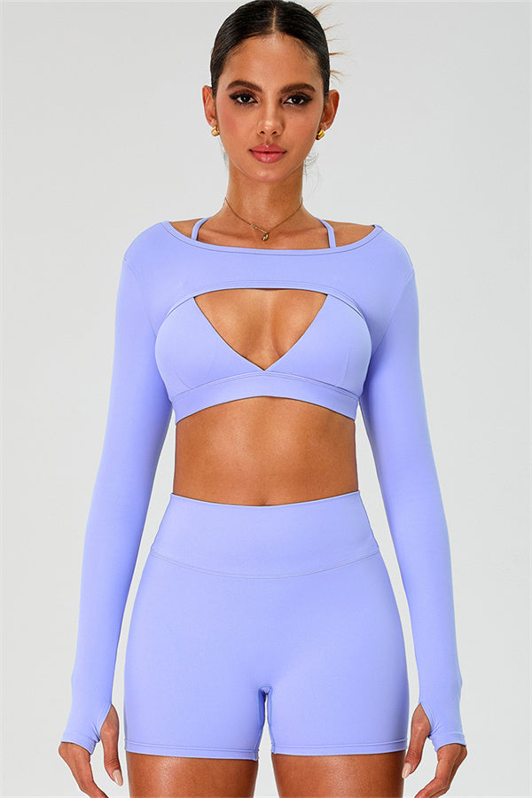 The Ember Sports Bra Crop Top Shorts 3-Piece Set