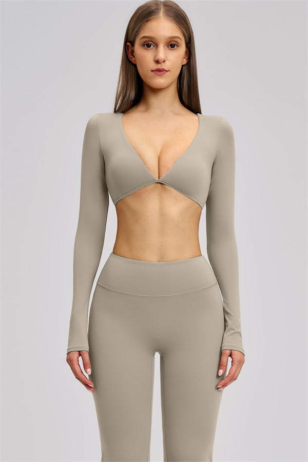 The Zestful Long Sleeve Crop Top Leggings 2-Piece Set