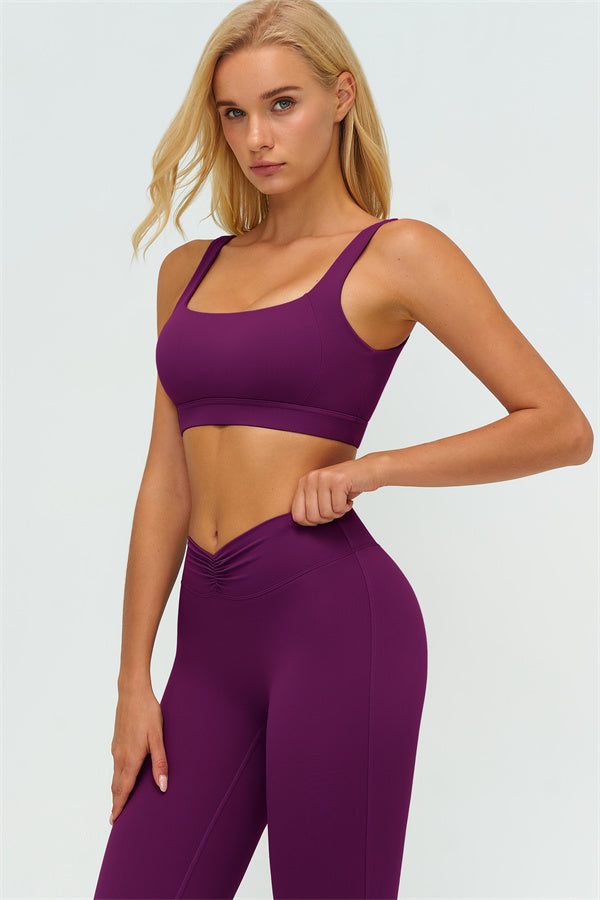 The Lushness V-Back Sports Bra Flared Leggings 2-Piece Set