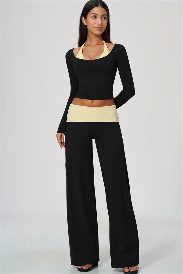 The Cascade Long Sleeve T-shirt Color-block Straight Leg Pants 2-Piece Set