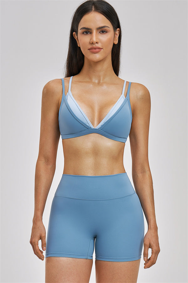 The Seraphine Layered V Sports Bra Shorts 2-Piece Set