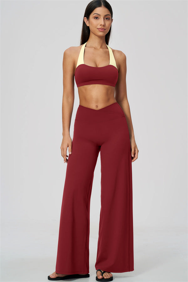 The Soiree Halter Sports Bra Straight Leg Pants 2-Piece Set