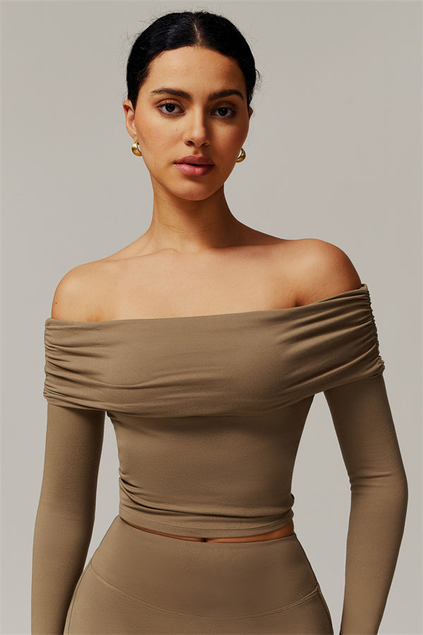 The Luxe Ruched Long Sleeve Off-Shoulder Top