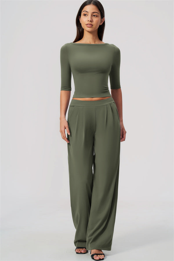 The Flow Motion Half-Sleeve T-Shirt Straight Leg Pants 2-Piece Set