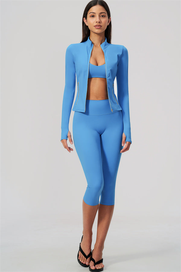 The Twirl Daring Jacket Sports Bra Capri Leggings 3-Piece Set