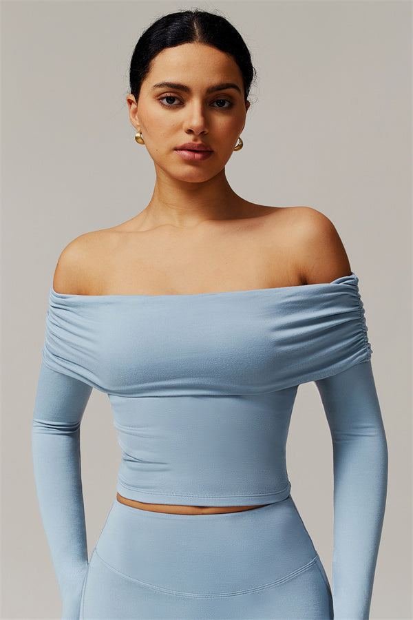 The Luxe Ruched Long Sleeve Off-Shoulder Top