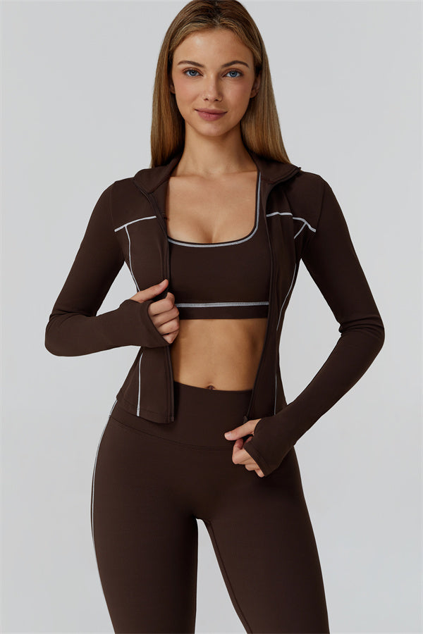 The Venus Zip Top Sports Bra Leggings 3-Piece Set