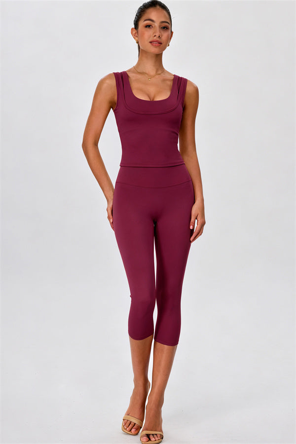 The Energize Double Strap Tank Top Capri Leggings 2-Piece Set