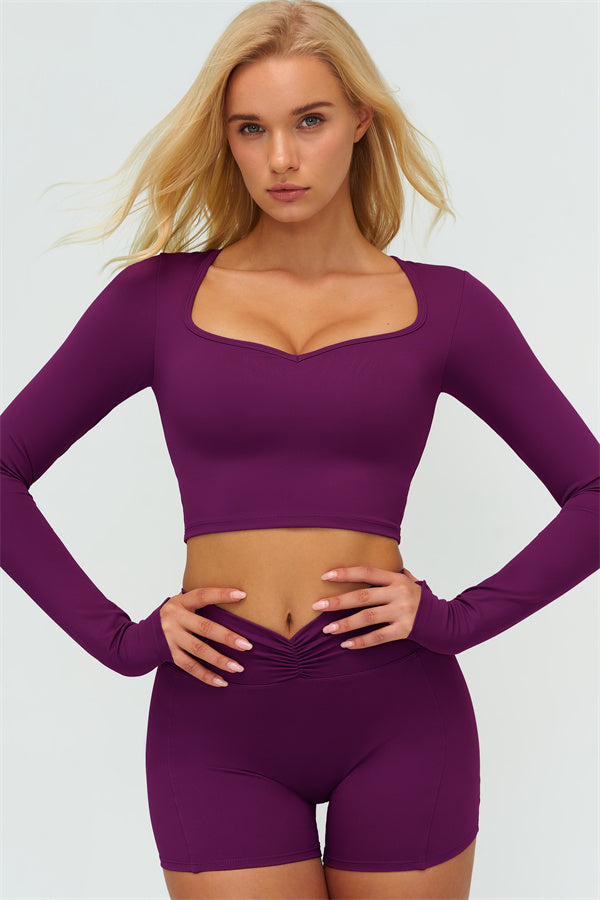 The Lushness Long Sleeve Crop top Shorts 2-Piece Set