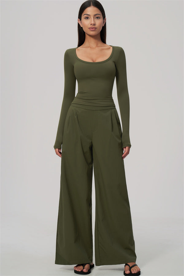 The Amity Long Sleeve T-shirt Wide-Leg Pants 2-Piece Set