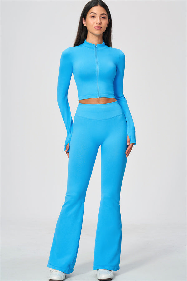 The Wanderlust Cropped Jacket Flared Leggings 2-Piece Set