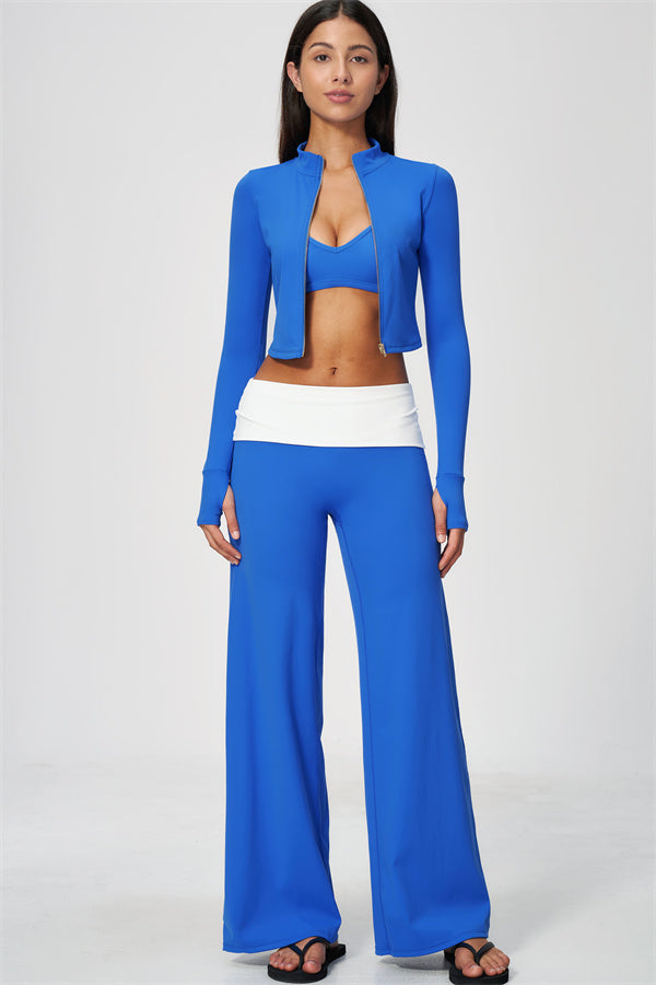 The Joyous Jacket Sports Bra Straight Leg Pants 3-Piece Set