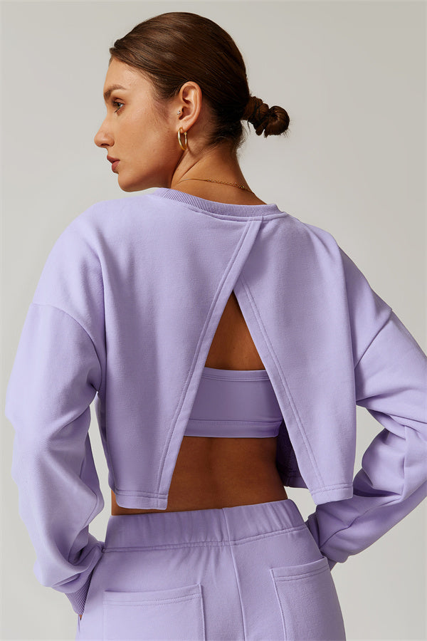 Pulse Power Open-Back Crop Sweatshirt