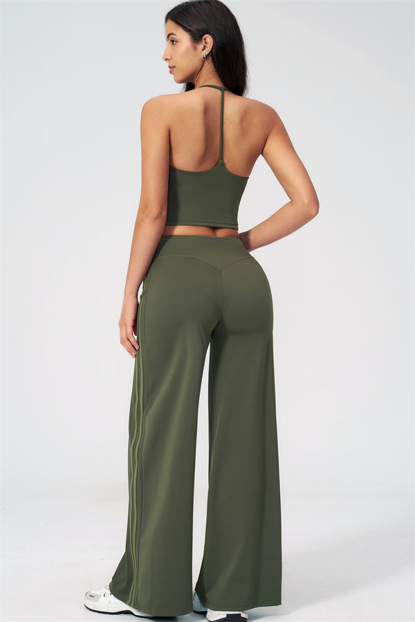 The Evoke Crop Top Straight Leg Pants 2-Piece Set