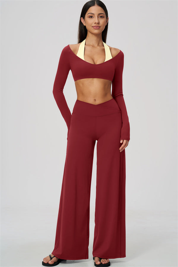 The Soiree Halter Crop Top Straight Leg Pants 2-Piece Set