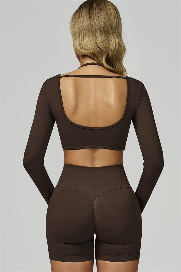 The Prime Long Sleeve Crop Top Shorts 2-Piece Set